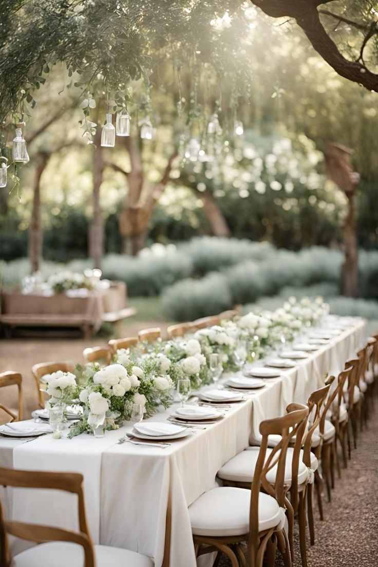White and greenery wedding reception decor